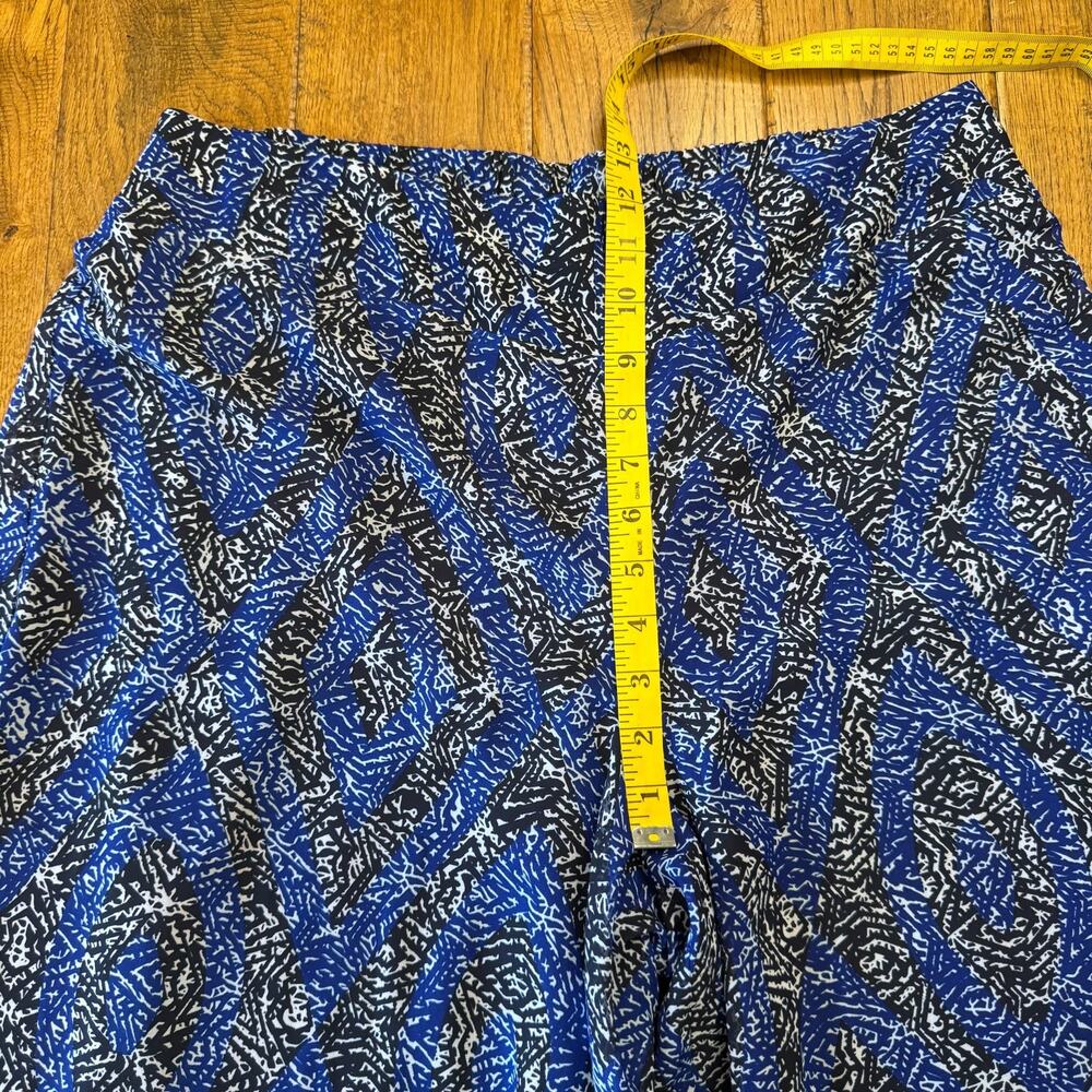 Cato Palazzo Pants Lined Blue Black White Boho Tribal Wide Leg Womens Sz L - Picture 4 of 7